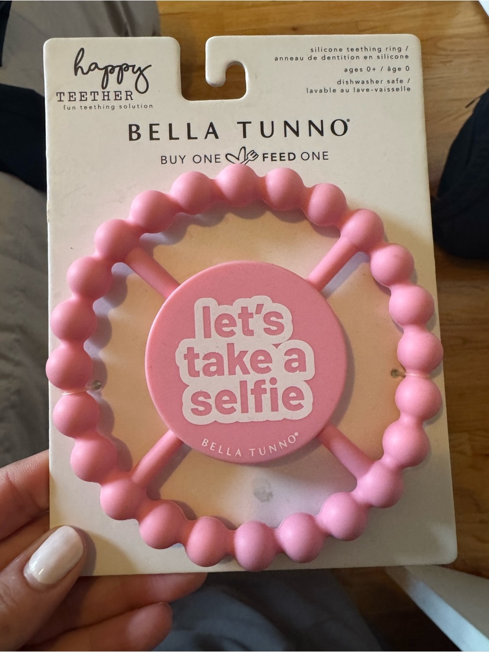 Bella Tunno Pink "Let's Take a Selfie" Silicone Baby Teether
